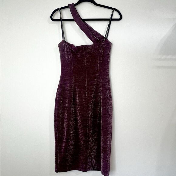 Black Halo Vintea Sheath Dress Plum Merlot Purple Metallic Cocktail Women’s 2 - Picture 8 of 16